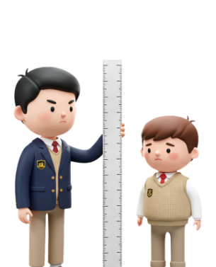 다른 학생에 비해 키가 작은 학생을 나타내는 3d이미지