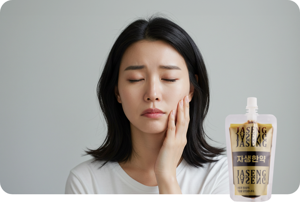 얼굴을 부여 잡는 여성