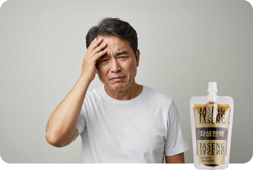 머리를 아파하는 중년 남성